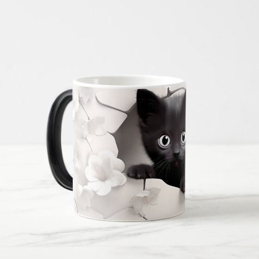 3D Black Cat Magische Mok (Voorkant links)