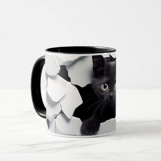 3D Black Cat Sublimatie Mok Wrap (Voorkant links)