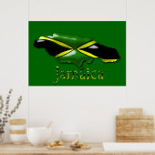 3D Black Green Yellow Map of Jamaica Poster (Keuken)