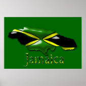 3D Black Green Yellow Map of Jamaica Poster (Voorkant)
