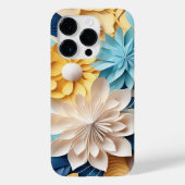 3D Blauw en Geel Bloemen Fantasie Case-Mate iPhone Case (Achterkant)