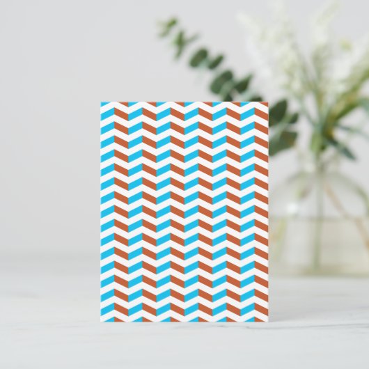 3D blauw en rode chevron Briefkaart (Staand voorkant)