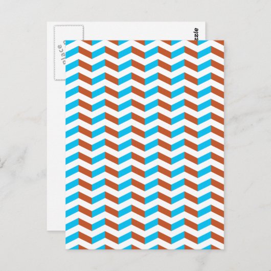 3D blauw en rode chevron Briefkaart (Voorkant / Achterkant)