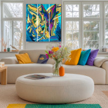 3D Blauw Goud Vlinderprisma Vloeibaar Abstract