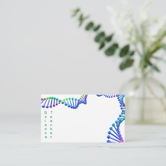 3D blauw groene dubbele helix leraar wetenschappen Visitekaartje (Staand voorkant)