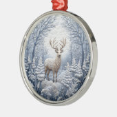 3D Blauw Herten in Winter Wonderland Kerstmis Metalen Ornament (Links)
