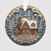 3d Blauw Kerst Gingerbread House Ornament (voorkant)