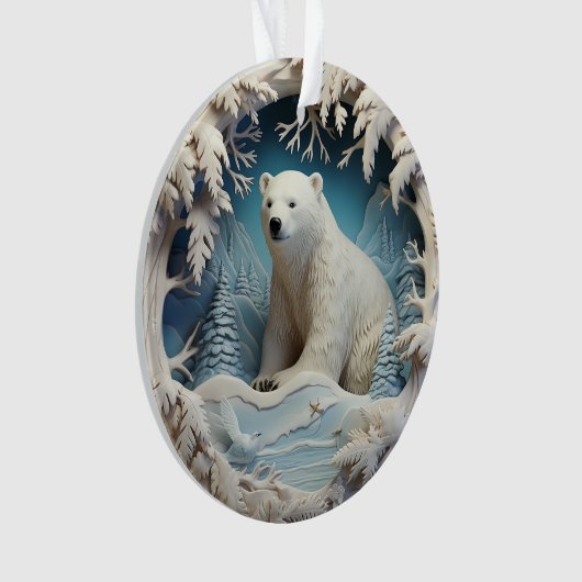 3d Blauw Kerst polar beer Ornament (voorkant)