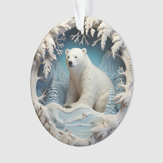 3d Blauw Kerst polar beer Ornament (voorkant)