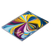 3D Blauw Paarse Goud Monogram Vloeibaar Abstract Notitieboek (Linkerzijde)