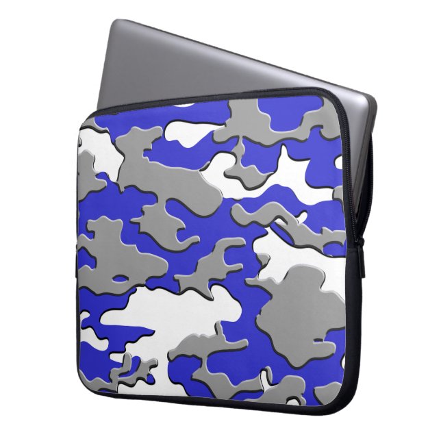 3d blauwe camo laptop sleeve (Voorkant Links)