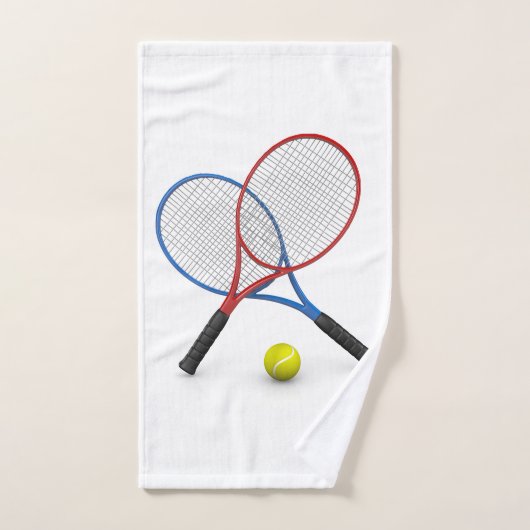 3D blauwe en rode tennisrackets en bal Handdoek (Handdoek)