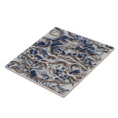 3D Blauwe en Witte Boom, Naadloze, Organische Vorm Tegeltje (Zijkant)