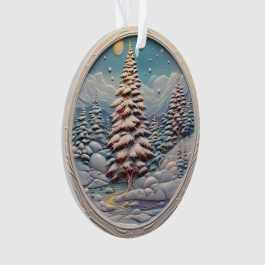 3d Blauwe Kerstbomen Ornament (voorkant)