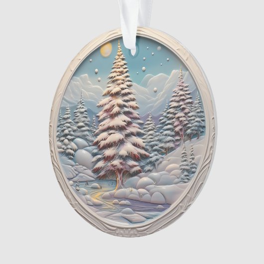 3d Blauwe Kerstbomen Ornament (voorkant)
