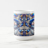 3D Blauwe Kerstsneeuwman Koffiemok (Center)