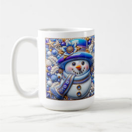 3D Blauwe Kerstsneeuwman Koffiemok