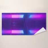 3d, blauwe, roze violet neon abstracte achtergrond badhanddoek (Badhanddoek)