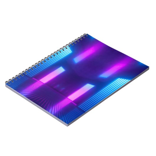 3d, blauwe, roze violet neon abstracte achtergrond notitieboek (Linkerzijde)