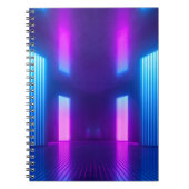 3d, blauwe, roze violet neon abstracte achtergrond notitieboek (Voorkant)