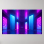 3d, blauwe, roze violet neon abstracte achtergrond poster (Voorkant)