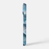 3D Blauwe Witte Marmeren Abstracte Textuur iPhone 15 Case (Linkerkant)