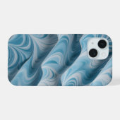 3D Blauwe Witte Marmeren Abstracte Textuur iPhone 15 Case (Achterkant horizontaal)