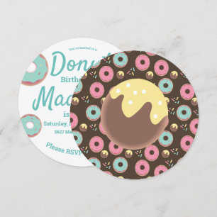 3D Blauwgroen en roze Donut Hole Sprinkle Round Kaart