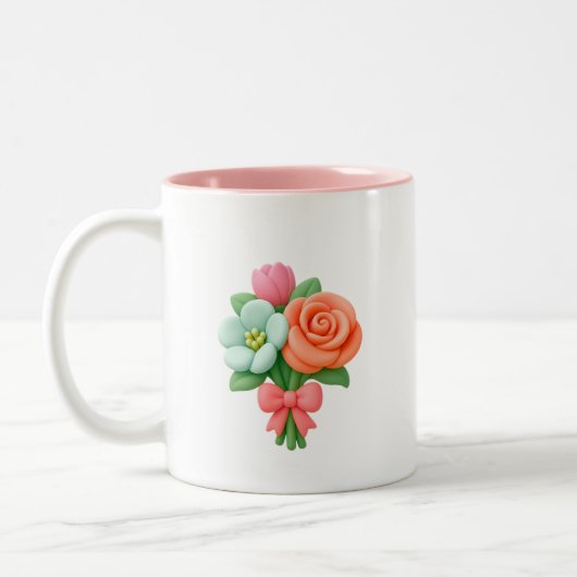 3D bloemboeket mok met strik (Links)