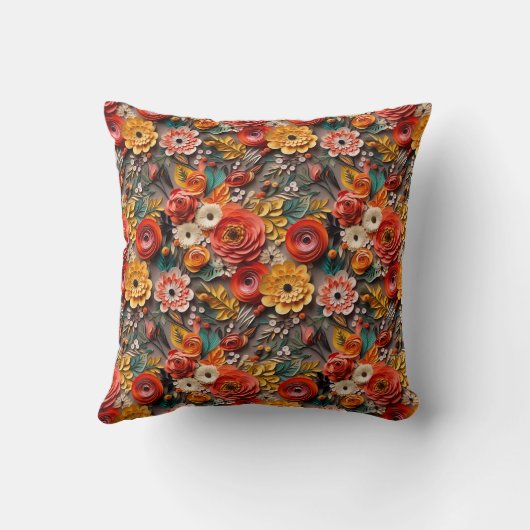 3D bloemdocument het Quilling Patroon Kussen (Achterkant)