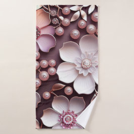 3D Bloemen Bad Handdoek
