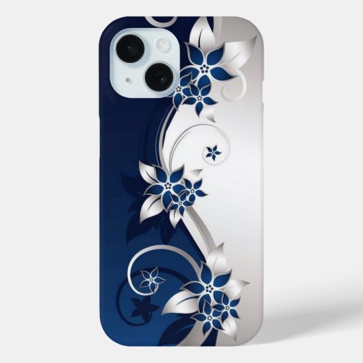 3D bloemen blauw en wit Case-Mate iPhone Case (Achterkant)