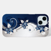 3D bloemen blauw en wit Case-Mate iPhone Case (Achterkant (horizontaal))