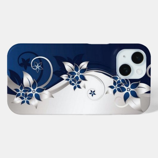 3D bloemen blauw en wit Case-Mate iPhone Case (Achterkant (horizontaal))