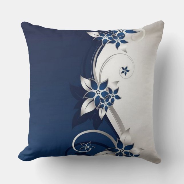 3D bloemen blauw en wit dekvet Hoesje Kussen (Voorkant)