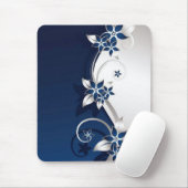 3D bloemen blauw en wit Muismat (Met muis)