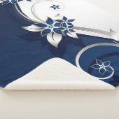 3D bloemen blauw en wit Sherpa Deken (3/4)