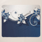 3D bloemen blauw en wit Sherpa Deken (Voorkant (horizontaal))