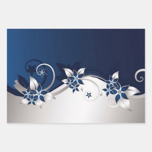 3D-bloemen blauw en witte tafelLamp Beverage Pitc Inpakpapier Vel (Voorkant 3)