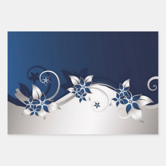 3D-bloemen blauw en witte tafelLamp Beverage Pitc Inpakpapier Vel (Voorkant 2)