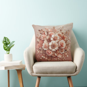 3D Bloemen Blush Roze Sierkussen