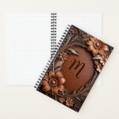3d Bloemen lijst in reliëf leer look monogram Notitieboek (Binnen)