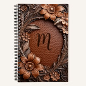 3d Bloemen lijst in reliëf leer look monogram Notitieboek (Voorkant)