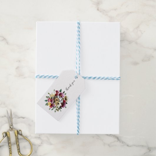 3D Bloemen Ontwerp Dank u Label Cadeaulabel (Met Touw)