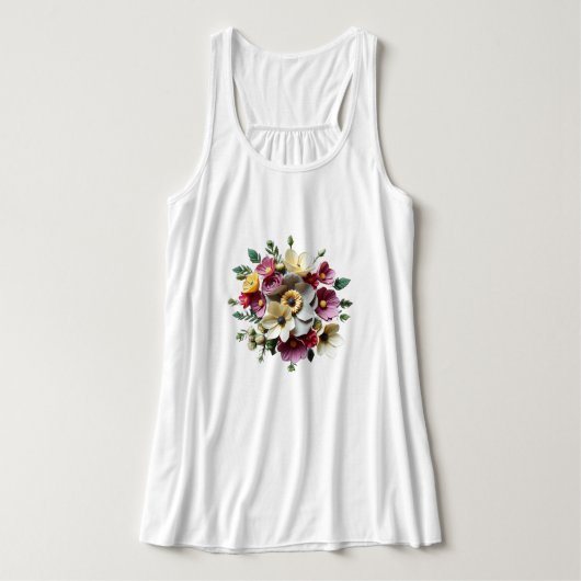 3D Bloemen Ontwerp Tanktop (Design voorkant)