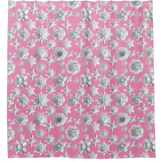 3D Bloemen Patroon 01.wx4. Roze BG Douchegordijn (Voorkant)