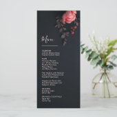 3D Bloemen Roos Donkere Romantische Bruiloft Menu (Staand voorkant)