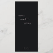 3D Bloemen Roos Donkere Romantische Bruiloft Menu (Achterkant)