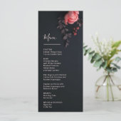 3D Bloemen Roos Donkere Romantische Bruiloft Menu (Staand voorkant)