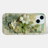  3d bloemenplakboek in Sage Green en White Case-Mate iPhone Case (Achterkant (horizontaal))